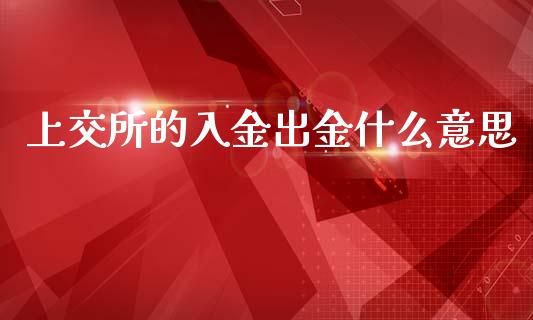 上交所的入金出金什么意思_https://m.gongyisiwang.com_债券咨询_第1张