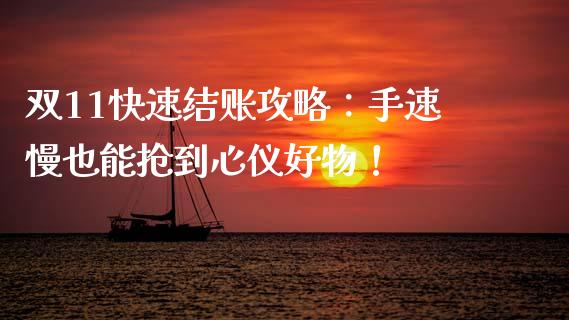 双11快速结账攻略：手速慢也能抢到心仪好物！_https://m.gongyisiwang.com_保险理财_第1张