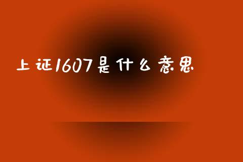 上证1607是什么意思_https://m.gongyisiwang.com_商业资讯_第1张