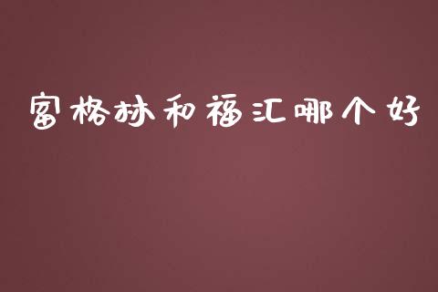 富格林和福汇哪个好_https://m.gongyisiwang.com_理财投资_第1张