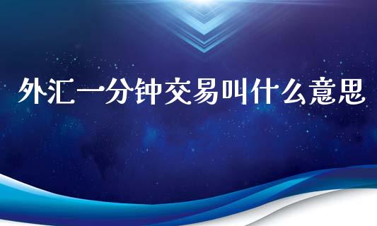 外汇一分钟交易叫什么意思_https://m.gongyisiwang.com_信托投资_第1张