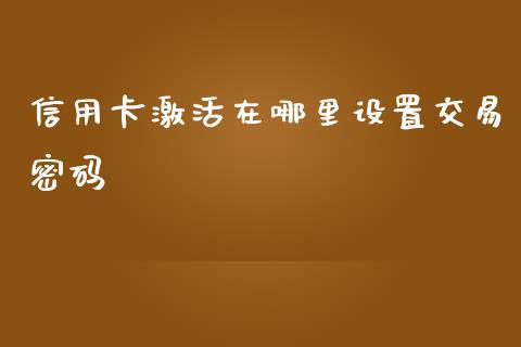 信用卡激活在哪里设置交易密码_https://m.gongyisiwang.com_理财产品_第1张