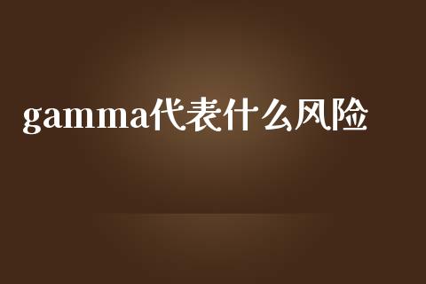 gamma代表什么风险_https://m.gongyisiwang.com_理财投资_第1张