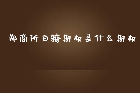 郑商所白糖期权是什么期权_https://m.gongyisiwang.com_财经时评_第1张