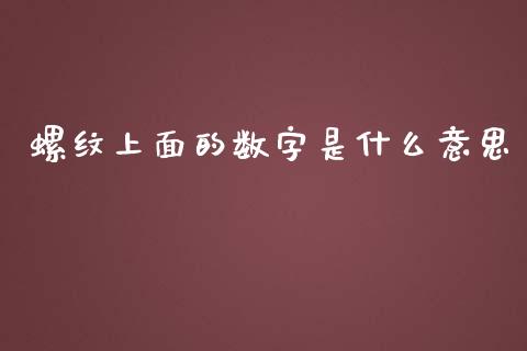 螺纹上面的数字是什么意思_https://m.gongyisiwang.com_债券咨询_第1张