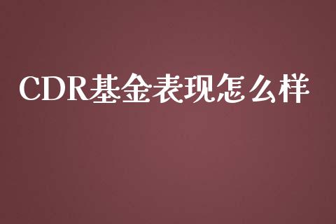 CDR基金表现怎么样_https://m.gongyisiwang.com_理财产品_第1张