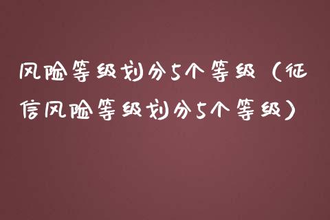 风险等级划分5个等级（征信风险等级划分5个等级）_https://m.gongyisiwang.com_债券咨询_第1张