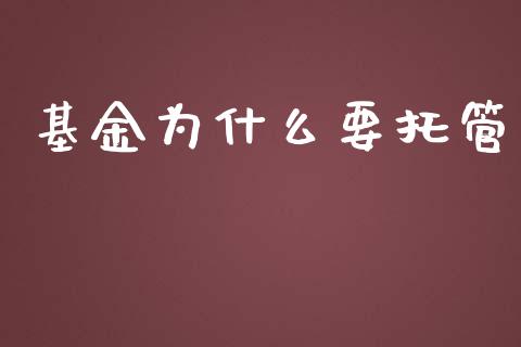 基金为什么要托管_https://m.gongyisiwang.com_债券咨询_第1张