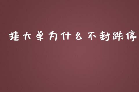 挂大单为什么不封跌停_https://m.gongyisiwang.com_商业资讯_第1张