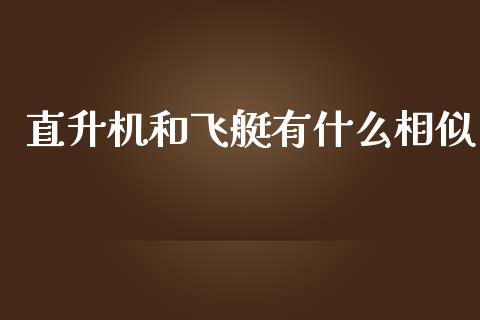 直升机和飞艇有什么相似_https://m.gongyisiwang.com_信托投资_第1张