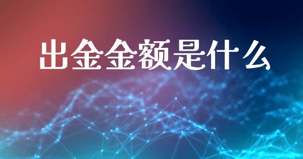 出金金额是什么_https://m.gongyisiwang.com_信托投资_第1张