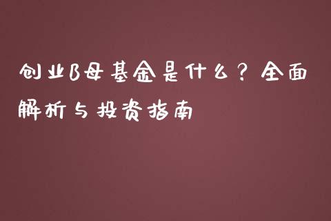 创业B母基金是什么?全面解析与投资指南_财经时评_第1张_财经咨询_财经时评_理财产品_商业资讯 创业B母基金是什么?全面解析与投资指南_https://m.gongyisiwang.com_财经时评_第1张