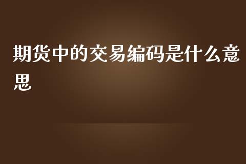 期货中的交易编码是什么意思_https://m.gongyisiwang.com_信托投资_第1张