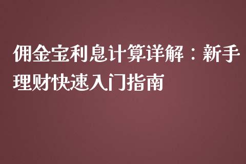 佣金宝利息计算详解：新手理财快速入门指南_https://m.gongyisiwang.com_财经时评_第1张