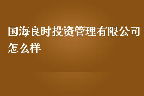 国海良时投资管理有限公司怎么样_https://m.gongyisiwang.com_财经时评_第1张