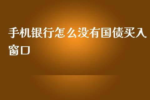 手机银行怎么没有国债买入窗口_https://m.gongyisiwang.com_保险理财_第1张