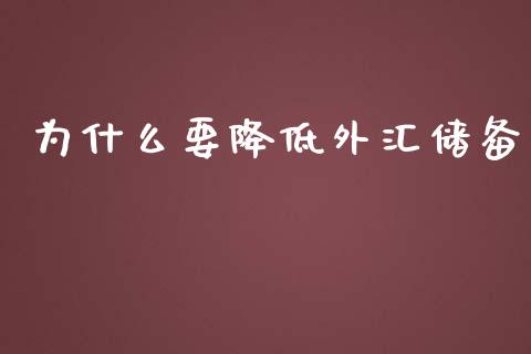 为什么要降低外汇储备_https://m.gongyisiwang.com_理财投资_第1张