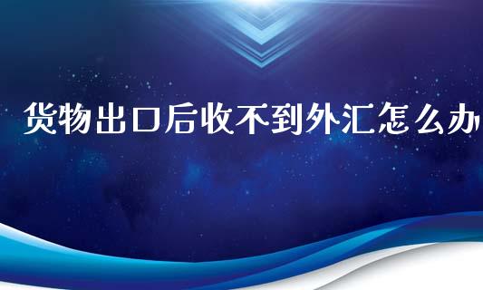 货物出口后收不到外汇怎么办_https://m.gongyisiwang.com_信托投资_第1张