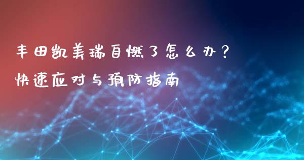 丰田凯美瑞自燃了怎么办？快速应对与预防指南_https://m.gongyisiwang.com_财经咨询_第1张