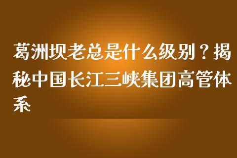 葛洲坝老总是什么级别？揭秘中国长江三峡集团高管体系_https://m.gongyisiwang.com_财经时评_第1张