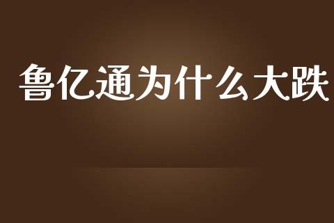 鲁亿通为什么大跌_https://m.gongyisiwang.com_信托投资_第1张