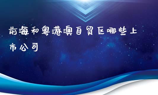 前海和粤港澳自贸区哪些上市公司_https://m.gongyisiwang.com_财经咨询_第1张