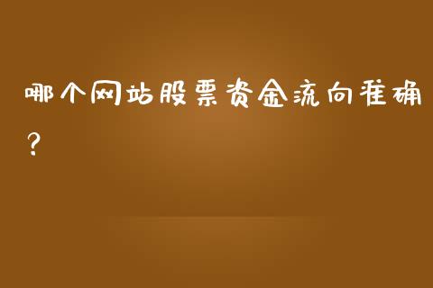 哪个网站股票资金流向准确？_https://m.gongyisiwang.com_理财投资_第1张