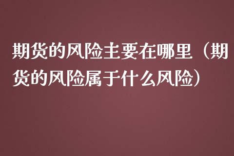 期货的风险主要在哪里（期货的风险属于什么风险）_https://m.gongyisiwang.com_信托投资_第1张